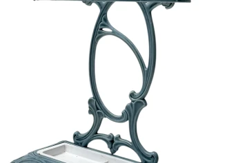 Art Nouveau Enameled Iron Umbrella Stand, 1900s